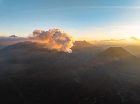 Amazing Mount Bromo volcano during sunrise from king kong viewpoint on Moun.. Stock Photos