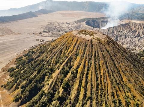 Amazing Mount Bromo volcano during sunrise from king kong viewpoint on Moun.. Stock Photos