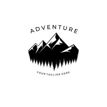 Amazing mountain logo vector illustration design , reflection pine tree sign  Stock Illustration