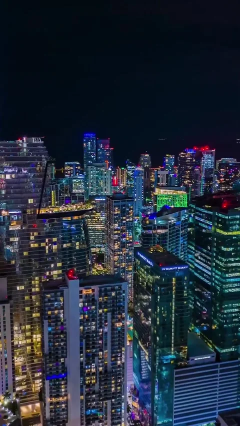 Amazing Night Aerial View of Urban Landscape in Modern Metropolitan City Stock Footage 318818853