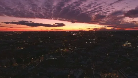 Amazing night time sunset over city Stock Footage 82565797