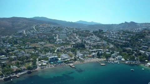 Amazing panoramic aerial 4k view from drone of beautiful bay of Gundogan and Stock-Footage 158968614