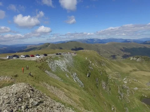 Amazing panoramic view of green valleys and mountains on Transalpina Video stock 79057563