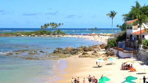 Amazing Panoramic view of Morro de Sao Paulo Primeira Praia Stock Footage 149765514