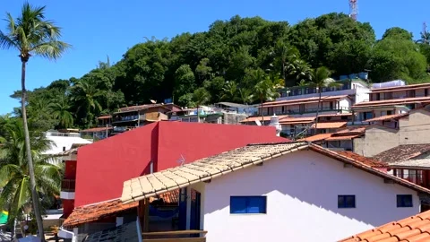 Amazing Panoramic view of Morro de Sao Paulo Primeira Praia Stock Footage 149766518