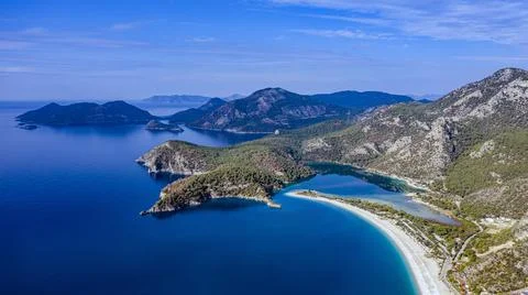 An amazing panoramic view of Oludeniz which is a county of Fethiye in Turkey Stock Photos