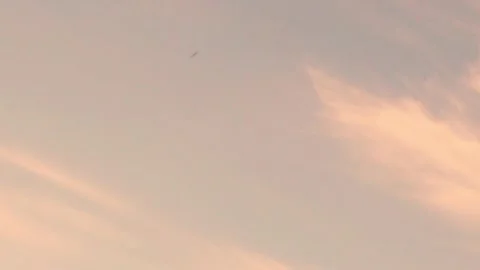 Amazing Pearly Peach Light Clouds in Light Orange Blue Sky at Sunrise, Time Laps Video stock 314318968