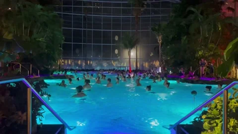 Amazing popular thermal pool in Bucharest. Stock Footage 236307141