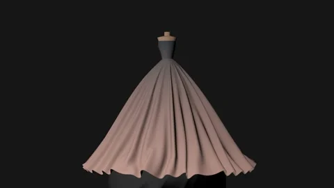 Amazing puffy gradient colored ball gown 4K 3d animation Stock Footage 213324331