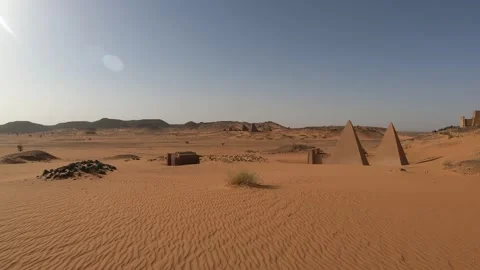 The amazing pyramids of Meroe in Sudan Stock Footage