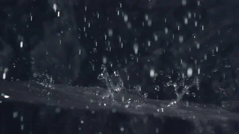 Amazing rain drops in slow motion, 1000 fps, rainy night, water bubbles, rain Stock Footage 253565214