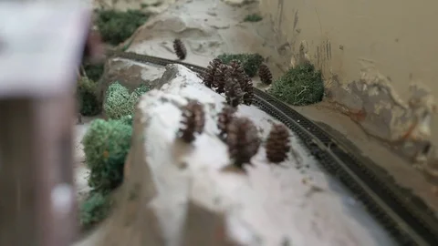 Amazing replica model train set and buildings Stock Footage 72198155