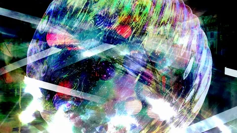 Amazing Rotating Sphere and Reflecting Light Beams Stock Footage 112638626