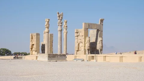 Amazing ruins of the Gate of All Nations, Persepolis, Iran Stock Footage 100697161