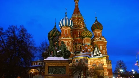 Amazing Saint Basil's Cathedral in Red Square, Moscow, symbol of the country Stock Footage 102898290