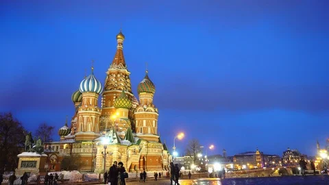 Amazing Saint Basil's Cathedral in Red Square, Moscow, symbol of the country Stock Footage 102909596