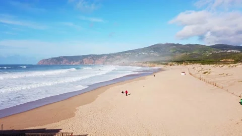 Amazing sandy beach with a mountain in background. Stock Footage 146279952