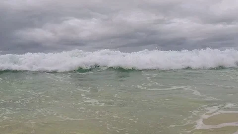 Amazing scene as action-camera encounters with powerful sea wave Stock Footage 69825547