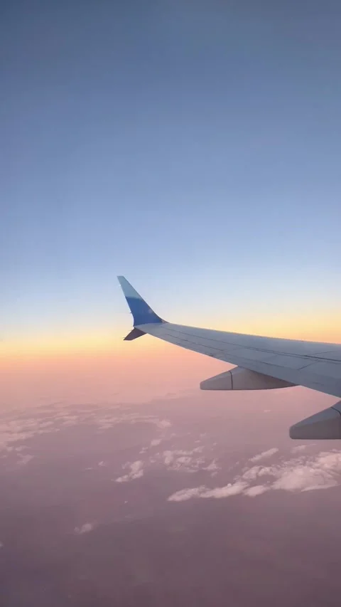 Amazing scenery during sunset from a plane window Stock Footage 334404398