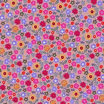 Amazing seamless floral pattern with bright multicolored flowers and leaves o Stock Illustration