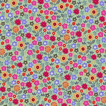 Amazing seamless floral pattern with bright multicolored flowers and leaves o Stock Illustration