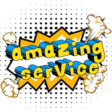 Amazing Service - Comic book style word on abstract background. Stock Illustration