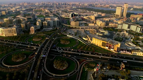 An amazing shot of the interchange tilting down on Sheikh Rashid Road near Stock Footage 138129286