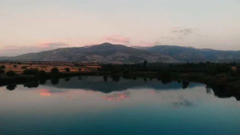 Amazing Shot Reflection On The Water Mount Hermon Israel 4K Stock Footage 142326783