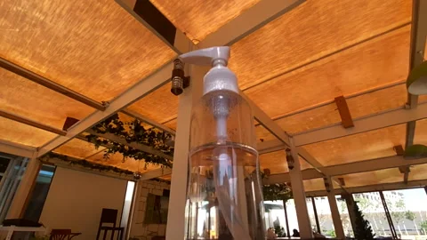 Amazing shot slow motion close up of sanitizer gel for preventing virus Stock Footage 146210366
