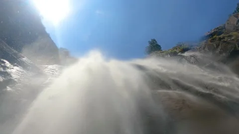 Amazing Shot Of Waterfall Low Angle Shot in kolli hills,Water Falling On Cam Stock Footage 184086707