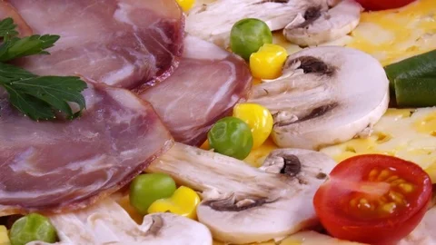 Amazing side view of pizza before baking close up Stock Footage 84113587