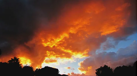 Amazing sky on fire sunset timelapse under-lit clouds Stock Footage 37094826