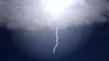 Amazing slow motion view of lightning fire bolt flashing down towards the ground 4k or 4k+ Resolution