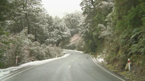 Amazing snow road Stock Footage 4174390