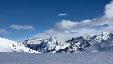 Amazing snowcapped mountain scenery by winter Stock Footage 337056196