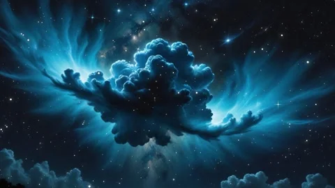 Amazing space luminous blue cosmic cloud | Stock Video | Pond5