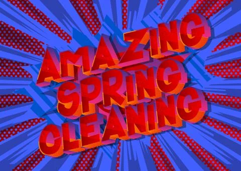 Amazing Spring Cleaning - Vector illustrated comic book style phrase on abstr Illustrazione stock