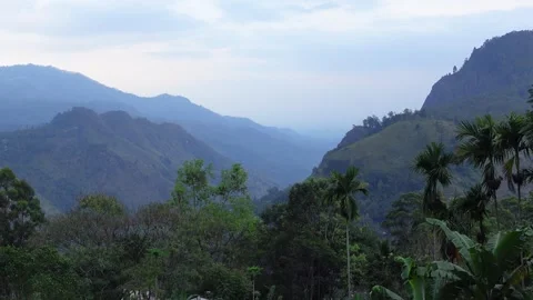 Amazing static sunset panorama view of Ella Rock, Sri Lanka Stock Footage 291314177