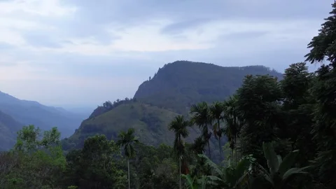 Amazing static sunset panorama view of Ella Rock , Sri Lanka Stock Footage 291314199