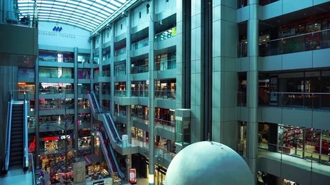 Amazing steady time lapse view on modern architecture futuristic interior design Stock-Footage 97125017