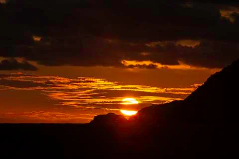 Amazing sun setting down over Leblon beach in Rio de Janeiro Fotos de archivo