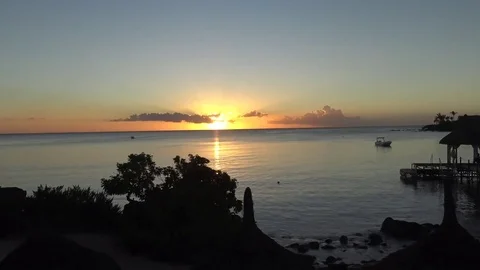Amazing sunset at a beach in mauritius time laps Stock Footage 83985598