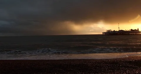 Amazing sunset in Brighton Stock Footage 81281682