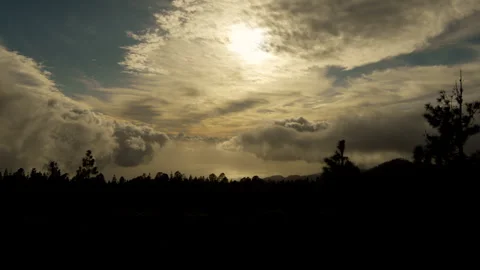 Amazing sunset with clouds, siluette forest Stock Footage 247075947