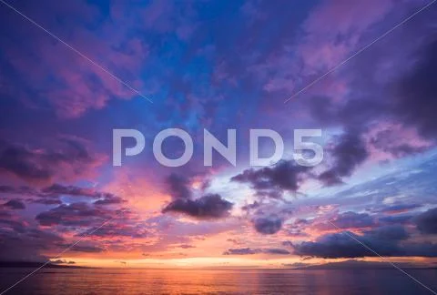 Amazing sunset in hawaii Stock Photos