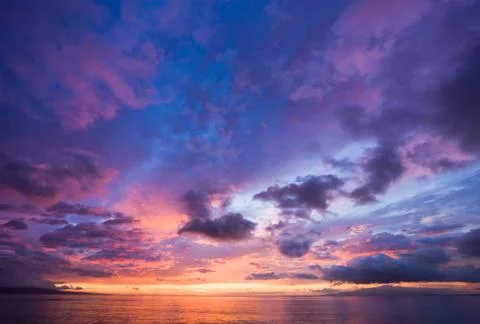 Amazing sunset in hawaii Stock Photos