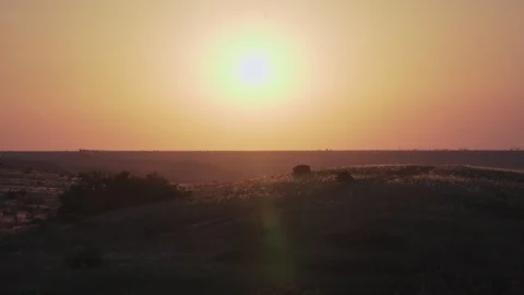 Amazing sunset over the fields with sage Stock Footage 101950168