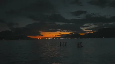 Amazing Sunset at pier Stock Footage 150505876
