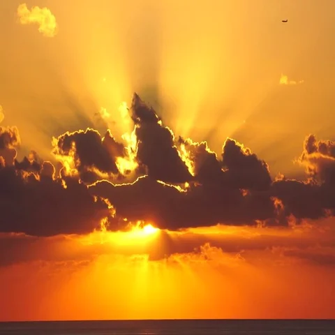 Amazing Sunset with strong sunrays over the ocean (time lapse) Stock Footage 69703849