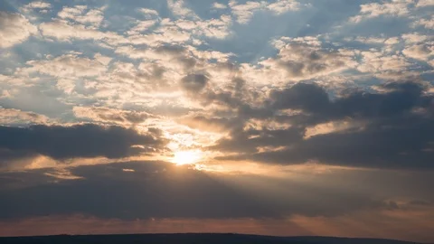 Amazing Sunset With Strong Sunrays Over The Ocean Time Lapse . Stock Footage 105169280